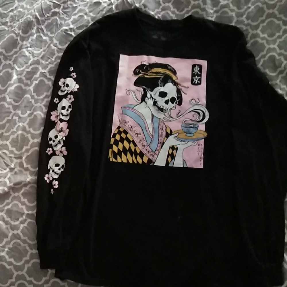 Riot Society Geisha Skull  Long Sleeve Shirt SZ Lg